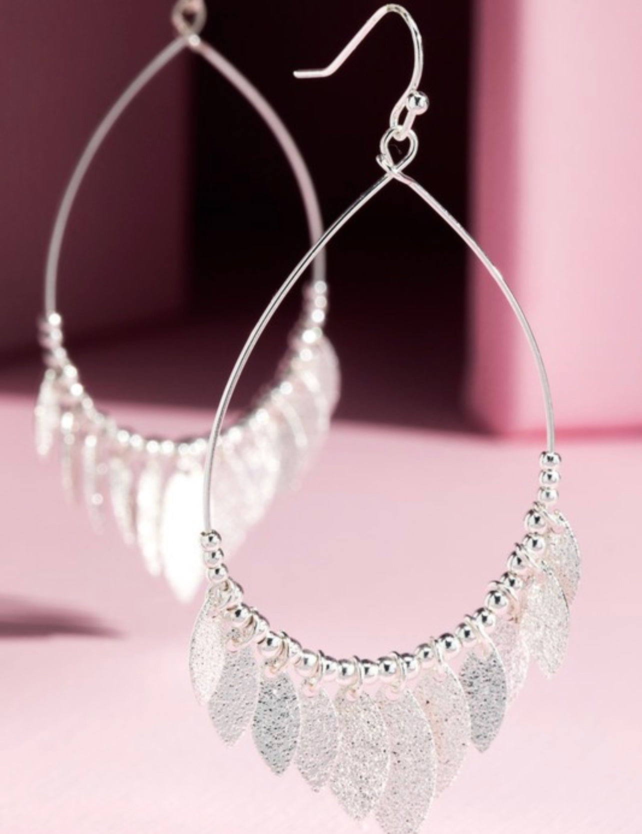 Teardrop Leaf Charm Earrings