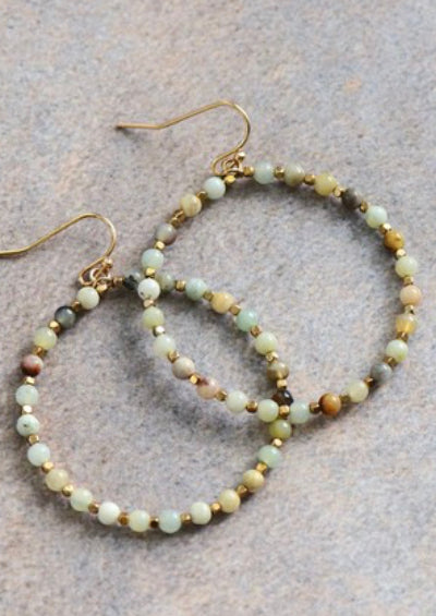 Beaded Stone Earring