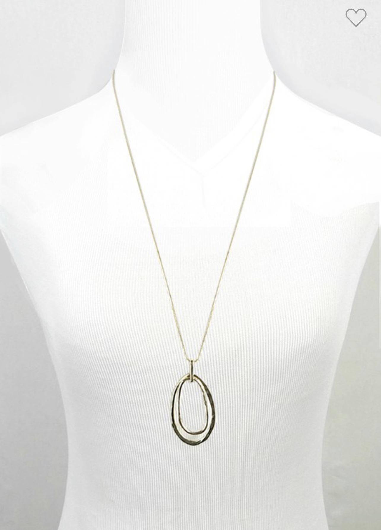 Hammered Double Oval Snake Chain Necklace
