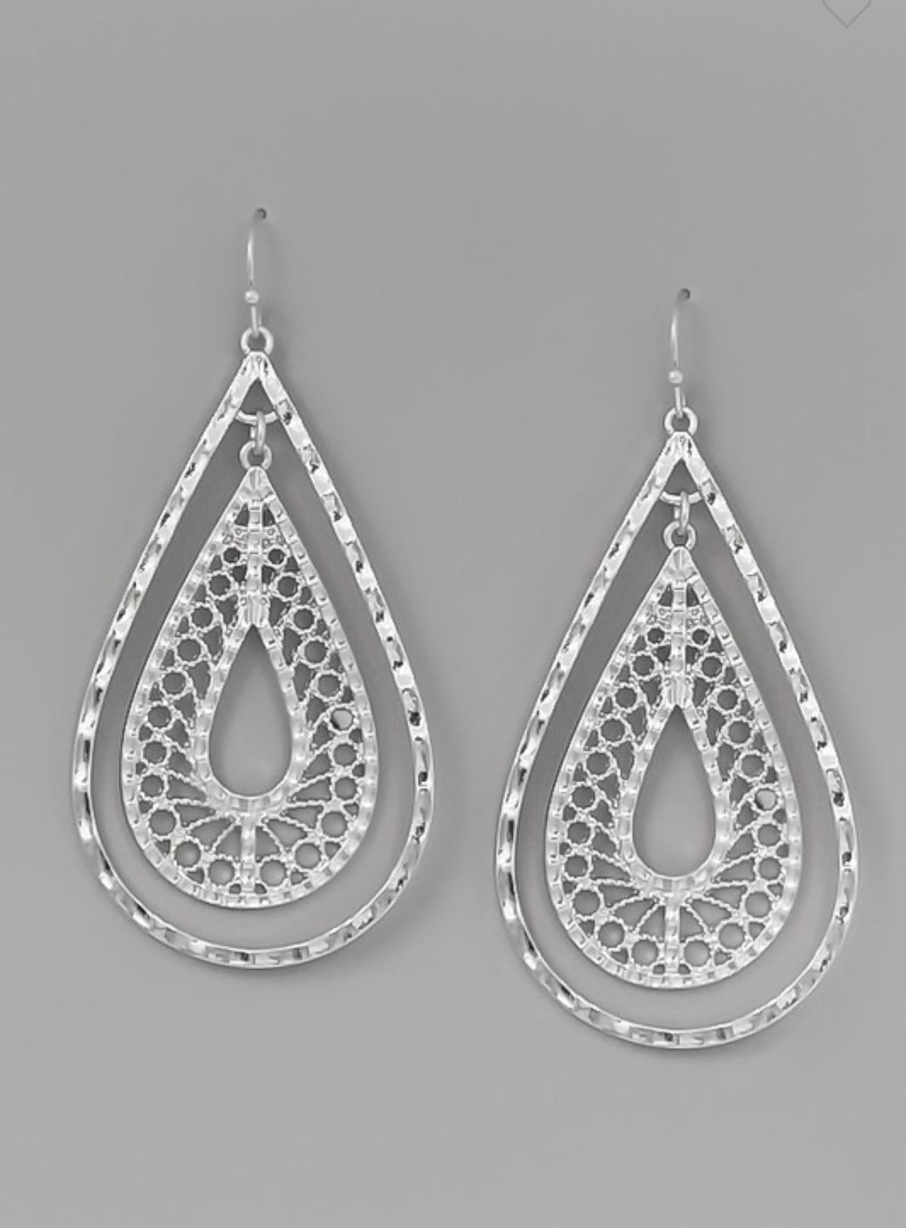 Perforated Metal Teardrop Earrings