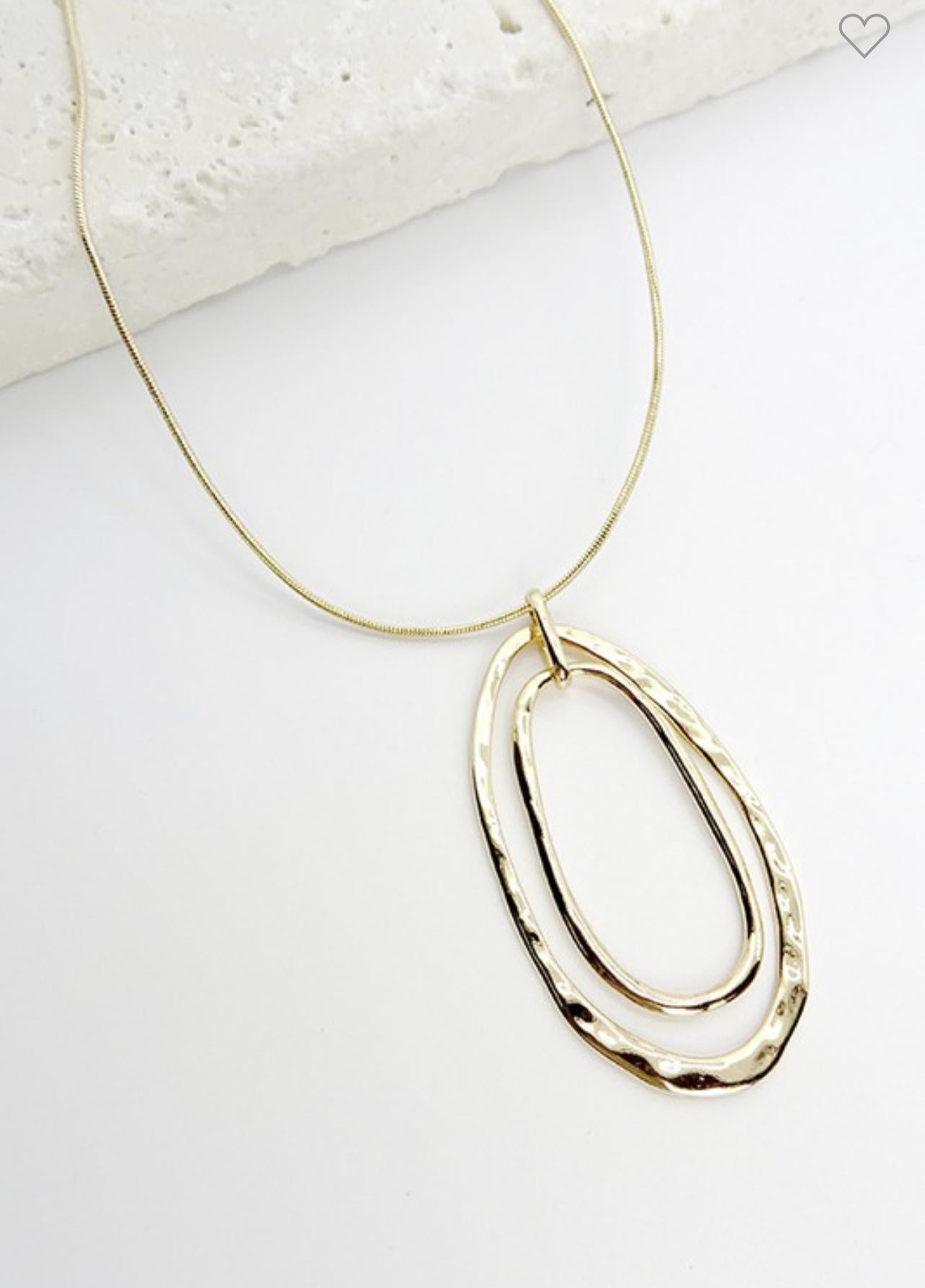 Hammered Double Oval Snake Chain Necklace