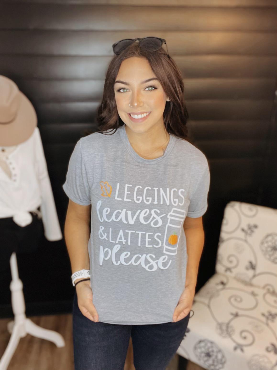 Leggings Leaves & Latttes Please Tee