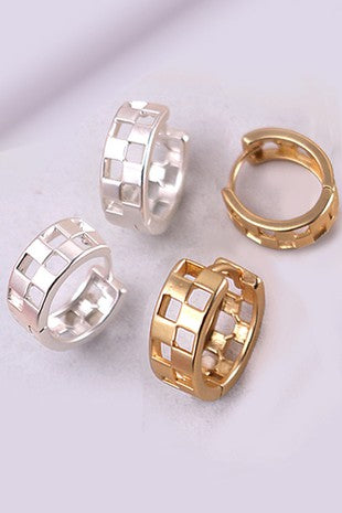 Checkered Huggie Earring