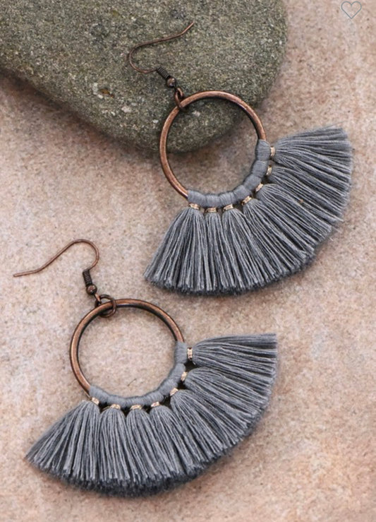 Gray Boho Drop Earring