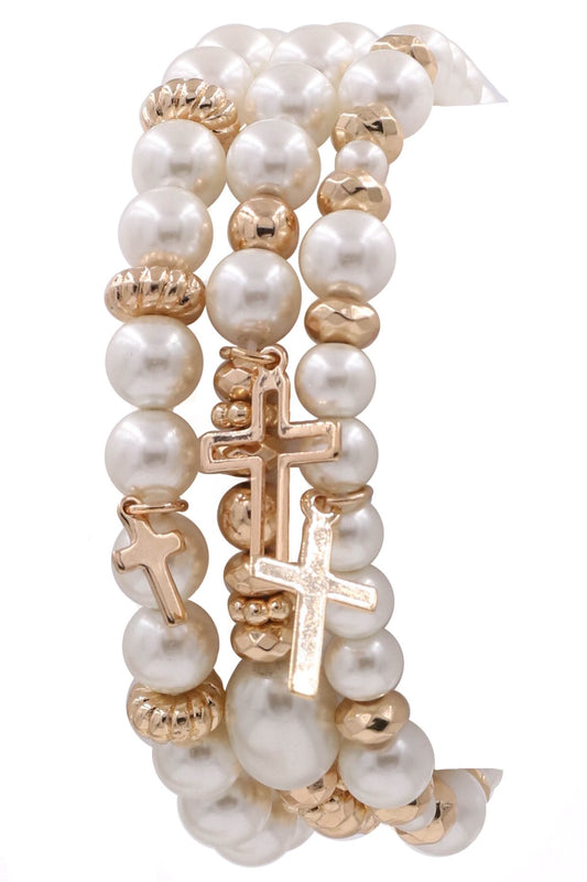The Pearl & Cross Bracelet Set