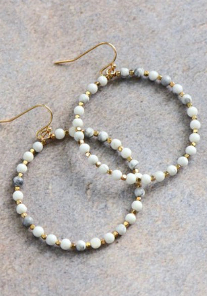 Beaded Stone Earring