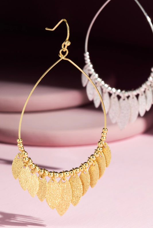 Teardrop Leaf Charm Earrings