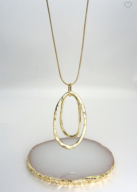 Hammered Double Oval Snake Chain Necklace