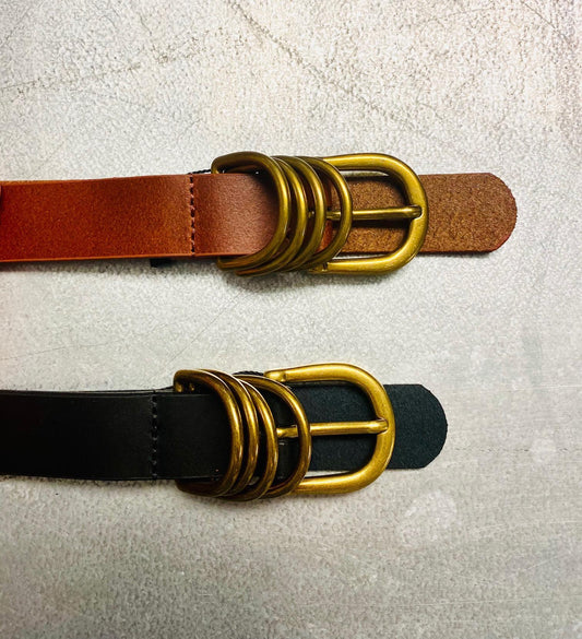 Symmetrical Double D Genuine Leather Belt
