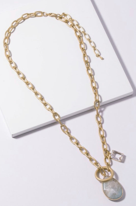 Teardrop Stone Pendant Necklace