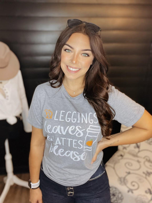 Leggings Leaves & Latttes Please Tee