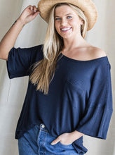 Load image into Gallery viewer, Curvy Waffle Knit Pocket Top
